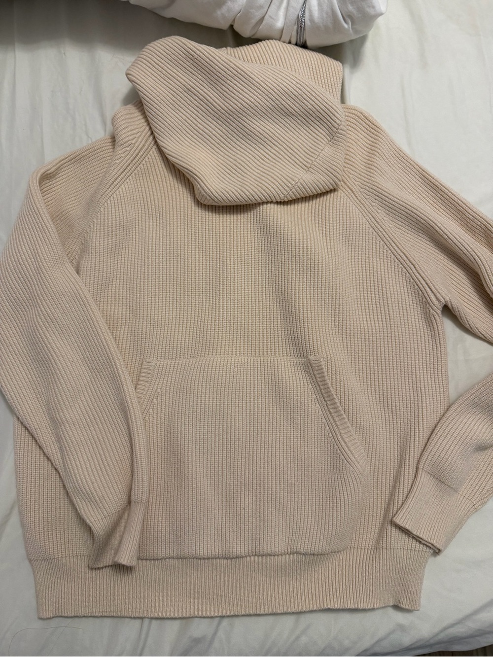 Edikted Beige Cream Ribbed Cowl-Neck Sweater Hoodie